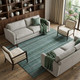 8' X 10' Teal Charcoal And Gray Striped Washable Area Rug With UV Protection