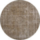 8' Brown And Taupe Abstract Washable Round Rug With UV Protection