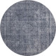 8' Blue And Gray Abstract Washable Round Rug With UV Protection