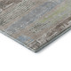 8' Taupe Blue And Green Striped Washable Round Rug With UV Protection