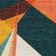 3' X 5' Ivory Orange And Pink Geometric Washable Area Rug With UV Protection
