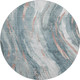 8' Teal Peach And Ivory Abstract Washable Round Rug With UV Protection