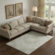 10' X 14' Taupe Gray And Ivory Medallion Washable Area Rug With UV Protection