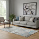 5' X 8' Silver Gray And Blue Geometric Washable Area Rug With UV Protection