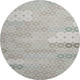 8' Taupe Beige And Teal Geometric Washable Round Rug With UV Protection