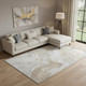9' X 12' Ivory Tan And Beige Abstract Washable Area Rug With UV Protection