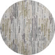 8' Beige Tan And Silver Striped Washable Round Rug With UV Protection