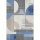 10' X 14' Blue Ivory And Gray Geometric Washable Area Rug With UV Protection