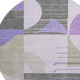 8' Lavender Gray And Ivory Geometric Washable Round Rug With UV Protection