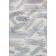 3' X 5' Ivory Blue And Taupe Striped Washable Area Rug With UV Protection