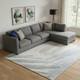 10' X 14' Ivory Blue And Taupe Striped Washable Area Rug With UV Protection