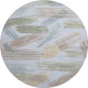 8' Sky Blue Gold And Taupe Striped Washable Round Rug With UV Protection