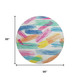 8' White Yellow And Pink Striped Washable Round Rug With UV Protection