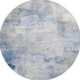 8' Denim Blue Gray And Silver Abstract Washable Round Rug With UV Protection