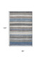 8' X 10' Denim Blue Ivory And Gray Striped Washable Area Rug With UV Protection