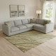 9' X 12' Fern Green Gray And Ivory Striped Washable Area Rug With UV Protection