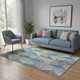 5' X 8' Denim Blue Blush And Ivory Geometric Washable Area Rug With UV Protection