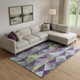 9' X 12' Purple Green And Ivory Geometric Washable Area Rug With UV Protection