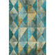 3' X 5' Teal Gold And Ivory Geometric Washable Area Rug With UV Protection