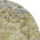 8' Pewter Gold And Ivory Oriental Washable Round Rug With UV Protection