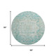 8' Teal Ivory And Beige Oriental Washable Round Rug With UV Protection