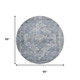8' Blue And Gray Oriental Washable Round Rug With UV Protection