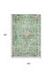 5' X 8' Artichoke Green Lavender And Teal Oriental Washable Area Rug With UV Protection