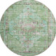 8' Artichoke Green Lavender And Teal Oriental Washable Round Rug With UV Protection