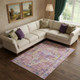 9' X 12' Pink Purple And Blue Oriental Washable Area Rug With UV Protection