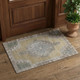 3' X 5' Beige Gray And Charcoal Oriental Washable Area Rug With UV Protection