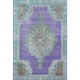 9' X 12' Purple Teal And Taupe Oriental Washable Area Rug With UV Protection