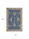 3' X 5' Navy Blue And Beige Oriental Washable Area Rug With UV Protection
