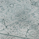 8' Aqua And Ivory Geometric Washable Round Rug With UV Protection