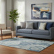 5' X 8' Blue And Gray Geometric Washable Area Rug With UV Protection