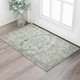 3' X 5' Sage Beige And Teal Oriental Washable Area Rug With UV Protection
