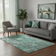 5' X 8' Teal And Silver Abstract Washable Area Rug With UV Protection