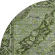 8' Olive Green And Gray Oriental Washable Round Rug With UV Protection