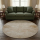 8' Coral And Ivory Oriental Washable Round Rug With UV Protection