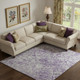 9' X 12' Lilac And Ivory Oriental Washable Area Rug With UV Protection