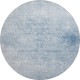 8' Sky Blue And Ivory Oriental Washable Round Rug With UV Protection