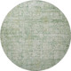 8' Artichoke Green And Beige Oriental Washable Round Rug With UV Protection