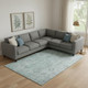 10' X 14' Aqua And Gray Oriental Washable Area Rug With UV Protection