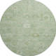 8' Artichoke Green And Ivory Damask Washable Round Rug With UV Protection