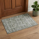 3' X 5' Pewter And Silver Oriental Washable Area Rug With UV Protection