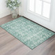 3' X 5' Teal And Ivory Oriental Washable Area Rug With UV Protection