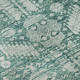 8' Teal And Ivory Oriental Washable Round Rug With UV Protection
