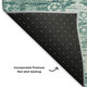 10' X 14' Teal And Ivory Oriental Washable Area Rug With UV Protection