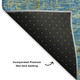 9' X 12' Navy Blue And Olive Green Abstract Washable Area Rug With UV Protection