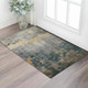 3' X 5' Gray Silver And Gold Abstract Washable Area Rug With UV Protection