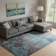 9' X 12' Teal Gray And Silver Abstract Washable Area Rug With UV Protection